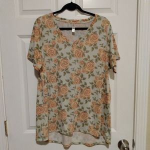 LuLaRoe muted peach roses Tunic 2X